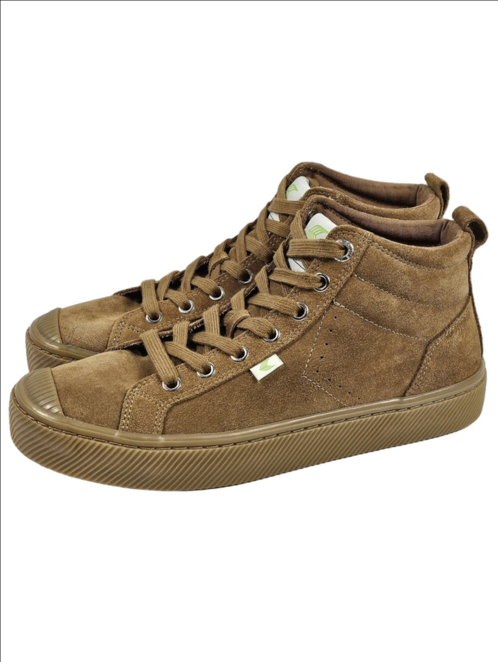 Cariuma OCA High Camel Tan Suede Leather Lace Up Mid Top Sustainable Sneaker